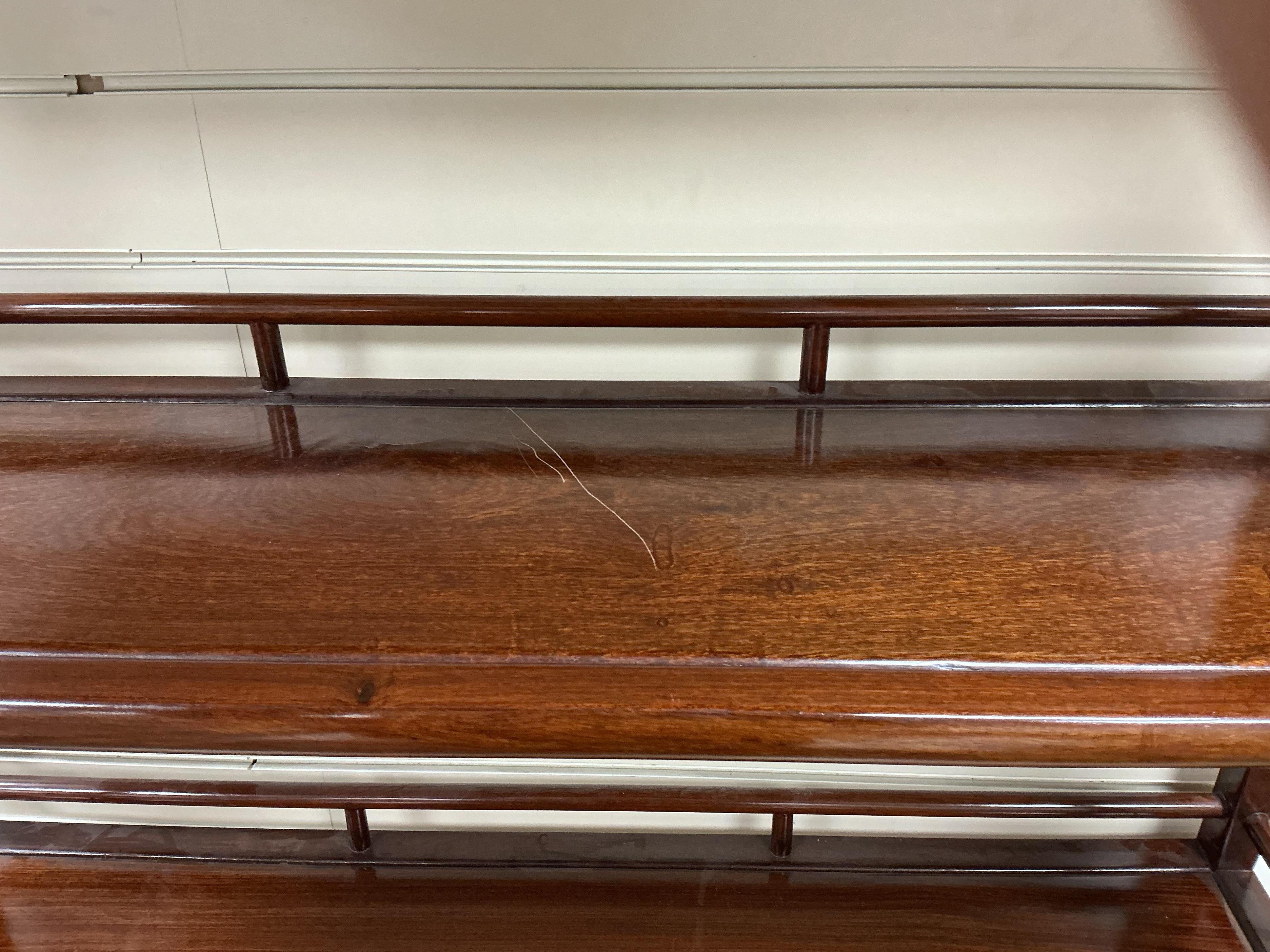 A Chinese hardwood open bookcase, width 100cm, depth 30cm, height 195cm